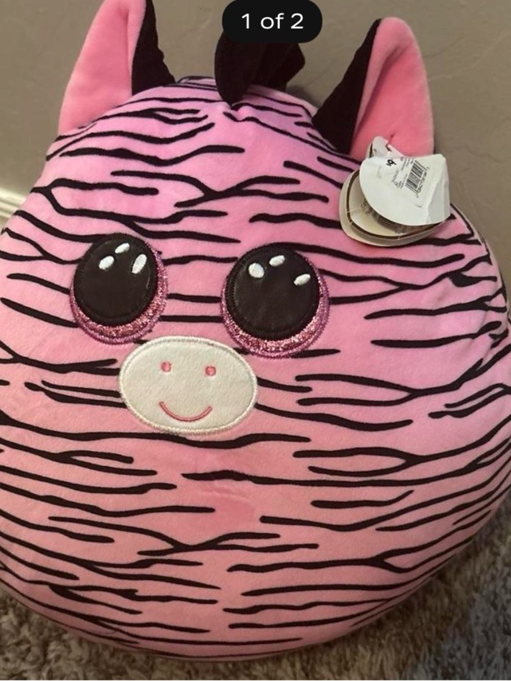TY Plush Pink Zebra Kids Plush Toy Cushion - Cute Animal Pillow